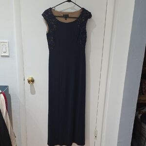 Elegant Navy Blue Lace Dress